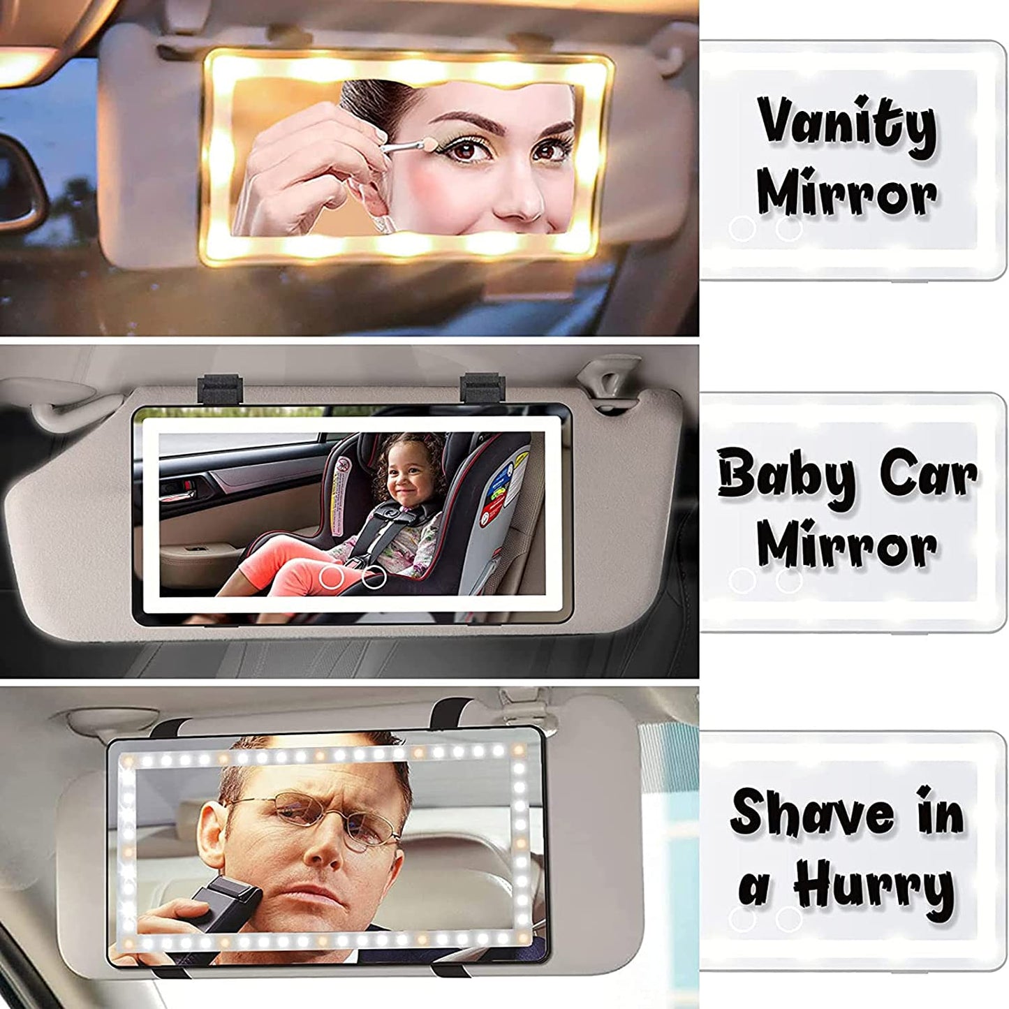 LED Flip Visor Mirror